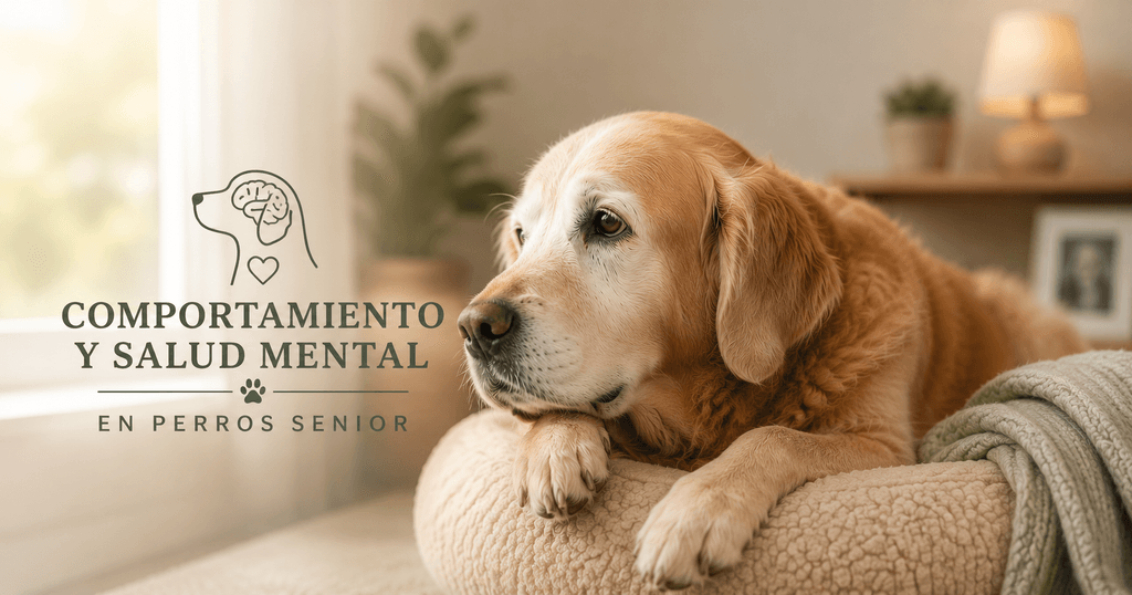 Perro senior en casa mostrando cambios de comportamiento propios de la edad